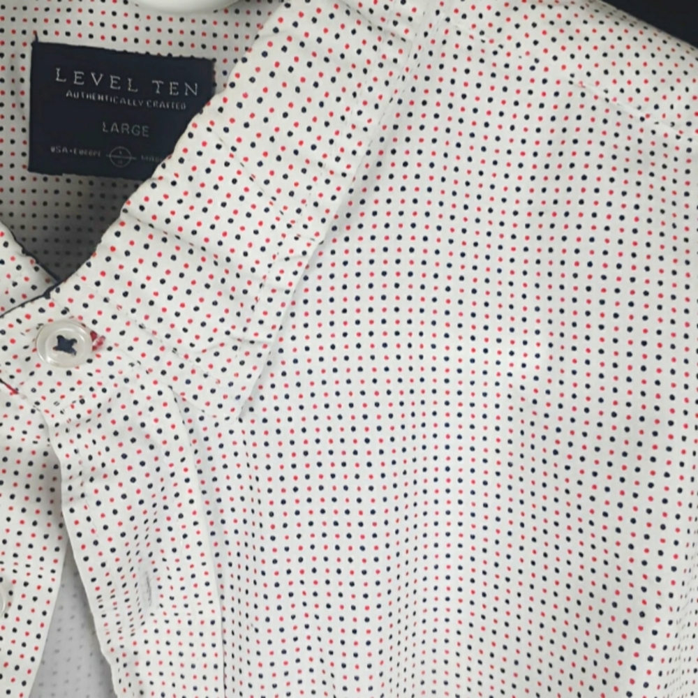 Level Ten Causal Multi-Color Dot Button-Up Shirt